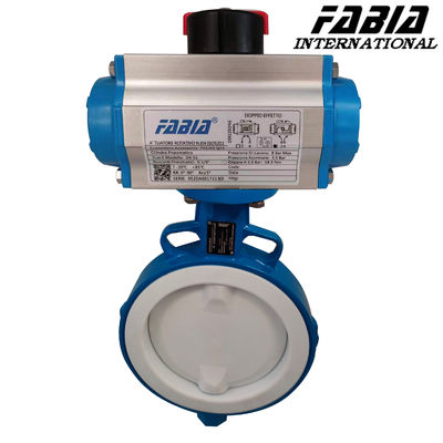 Pn 16 صمام الفراشة المطاطي المغطى بالنفط صمام الفراشة المغطى بـ PTFE مقاومة للتآكل للمعالجة الكيميائية