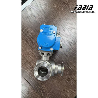 صمام كرة هوائي ثلاثي الاتجاه من الفولاذ المقاوم للصدأ من النوع L للتركيب السريع بحجم KF50